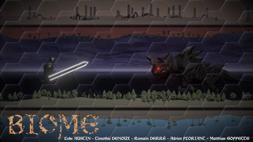 Biome - Hero with sword against devillish beast